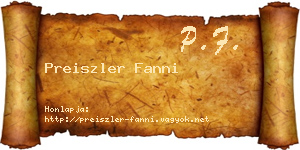 Preiszler Fanni névjegykártya